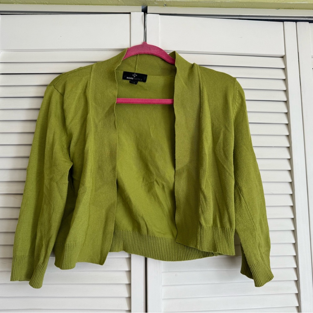 Grass Green Open-Front Bolero Cardigan